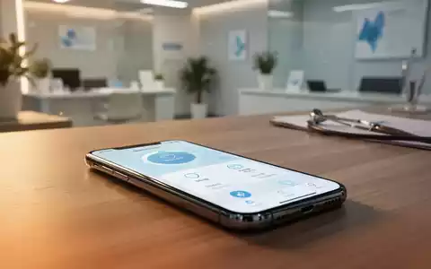 Ein Smartphone mit einer Gesundheits-App auf einem Schreibtisch in einer modernen Arztpraxis. - Foto: über boerse-global.de