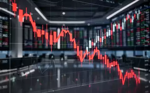 Ein fallender Aktienkurs auf einem digitalen Finanzchart vor unscharfem Hintergrund. - Foto: über boerse-global.de