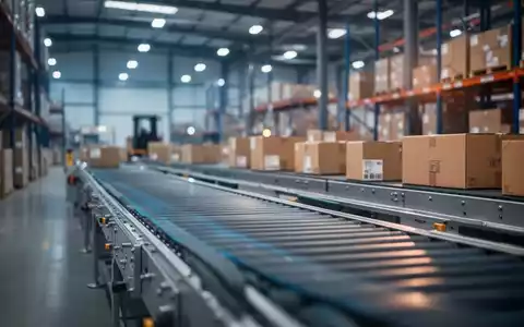 Moderne Logistikhalle mit Versandkartons auf einem Förderband als Symbol für die EU-Verpackungsverordnung. - Foto: über boerse-global.de