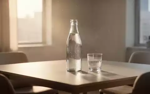Eine einzelne Glasflasche und ein Glas Wasser auf einem Tisch in einem sonnendurchfluteten Raum zur Symbolisierung von Vorsorge. - Foto: über boerse-global.de