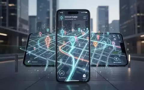 Smartphone-Display mit fortschrittlicher 3D-Kartenoberfläche und KI-gestützten Navigations-Overlays im urbanen Umfeld. - Foto: über boerse-global.de