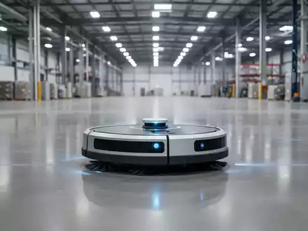Ein autonomer Industrieroboter navigiert durch ein großes, modernes Lagerhaus. - Foto: über boerse-global.de