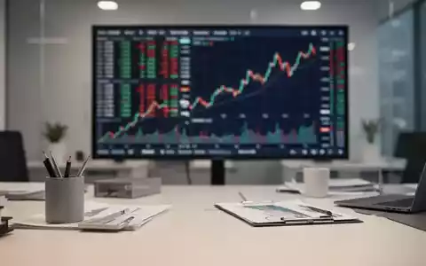 Ein moderner Finanzarbeitsplatz mit verschwommenen Börsendaten auf einem Monitor im Hintergrund. - Foto: über boerse-global.de