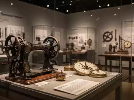 Historische Exponate in einer Museumsvitrine als Symbol fĂŒr kognitive Bildungsarbeit und industrielle Vergangenheit. - Foto: ĂŒber boerse-global.de
