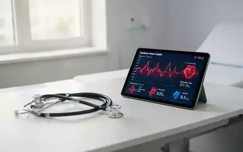 Stethoskop und Tablet mit medizinischen Gesundheitsdaten in einer modernen Arztpraxis zur Darstellung kardiovaskulärer Risiken. - Foto: über boerse-global.de