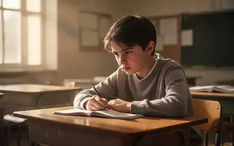 Ein nachdenklicher Schüler sitzt an einem Schreibtisch in einem von der Sonne aufgeheizten Klassenzimmer. - Foto: über boerse-global.de