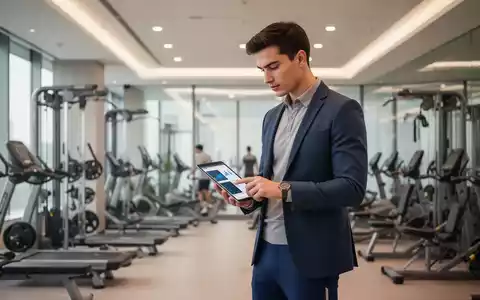 Ein junger Sportwissenschaftler mit Tablet in einem modernen Fitnessstudio, der die Professionalisierung der Branche symbolisiert. - Foto: über boerse-global.de