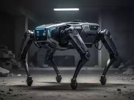 Ein vierbeiniger Roboter patrouilliert während einer taktischen Operation in einer urbanen Betonumgebung. - Foto: über boerse-global.de