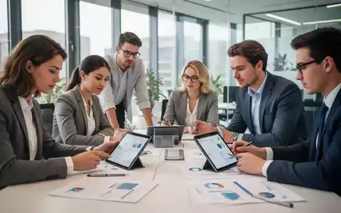 Junge Berufstätige bei der Zusammenarbeit in einem modernen Büro während einer Ausbildung oder eines dualen Studiums. - Foto: über boerse-global.de