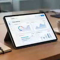 Digitales Tablet mit Zeiterfassungs-App auf einem Schreibtisch zur Dokumentation von Arbeitszeiten. - Foto: über boerse-global.de
