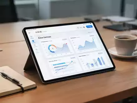 Digitales Tablet mit Zeiterfassungs-App auf einem Schreibtisch zur Dokumentation von Arbeitszeiten. - Foto: über boerse-global.de