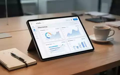 Digitales Tablet mit Zeiterfassungs-App auf einem Schreibtisch zur Dokumentation von Arbeitszeiten. - Foto: über boerse-global.de