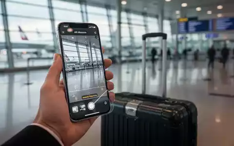 Ein iPhone wird genutzt, um die Maße eines Handgepäckstücks mit der Measure-App vor einer Flugreise zu überprüfen. - Foto: über boerse-global.de