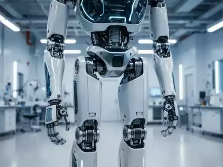 Ein hochmoderner humanoider Roboter in einem technologisch fortschrittlichen Industrielabor. - Foto: über boerse-global.de