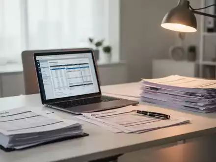 Ein aufgeräumter Schreibtisch mit Laptop und Dokumenten als Symbol für moderne Büroarbeit und steuerliche Rahmenbedingungen. - Foto: über boerse-global.de
