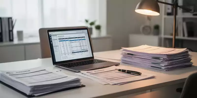 Ein aufgeräumter Schreibtisch mit Laptop und Dokumenten als Symbol für moderne Büroarbeit und steuerliche Rahmenbedingungen. - Foto: über boerse-global.de
