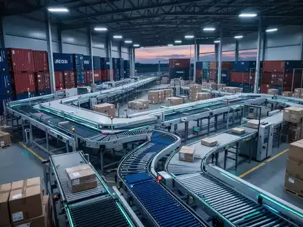 Modernes automatisiertes Logistiklager mit Fördersystemen und Versandcontainern. - Foto: über boerse-global.de