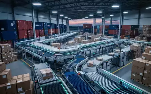Modernes automatisiertes Logistiklager mit Fördersystemen und Versandcontainern. - Foto: über boerse-global.de