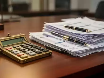 Ein Schreibtisch mit Taschenrechner und Steuerunterlagen vor einem unscharfen Büro-Hintergrund. - Foto: über boerse-global.de