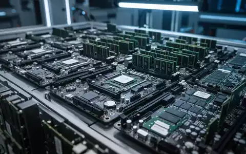 Nahaufnahme von Computer-Motherboards und Speichermodulen auf einer industriellen Montagelinie. - Foto: über boerse-global.de