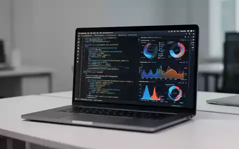 Moderner Laptop-Bildschirm mit Open-Source-Softwarecode und Datenanalysen in einem professionellen Büro. - Foto: über boerse-global.de