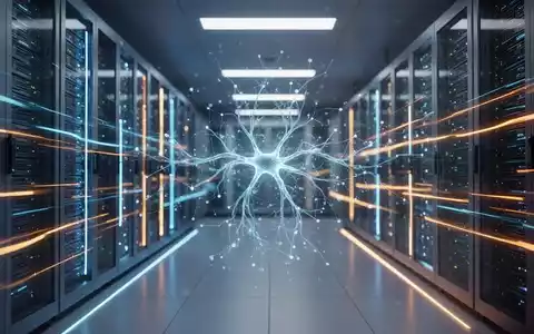 Digitale Visualisierung eines neuronalen Netzes in sicherer High-Tech-Serverumgebung, die künstliche Intelligenz darstellt. - Foto: über boerse-global.de