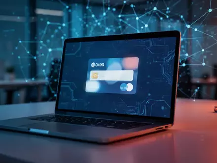 Ein Laptop-Bildschirm zeigt digitale Bezahldienste in einer modernen, sicherheitsorientierten Büroumgebung. - Foto: über boerse-global.de