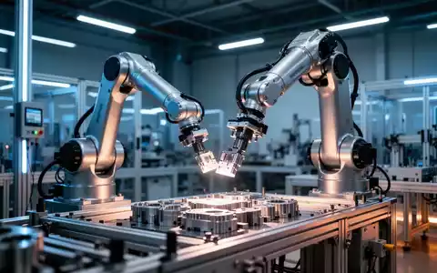 Moderner Industrieroboter in einer automatisierten Produktionshalle zur Veranschaulichung von Produktivitätssteigerung. - Foto: über boerse-global.de