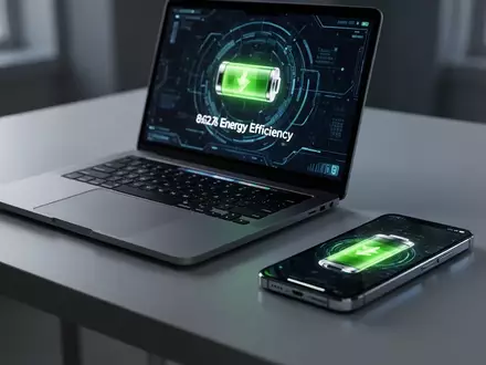 Ein moderner Laptop und ein Smartphone auf einem Schreibtisch, die mobiles Energiemanagement und Batterieeffizienz-Technologie repräsentieren. - Foto: über boerse-global.de