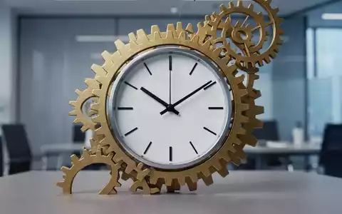 Abstraktes Symbol einer Uhr in einem Zahnradgetriebe als Metapher für die Reform des Rentensystems. - Foto: über boerse-global.de
