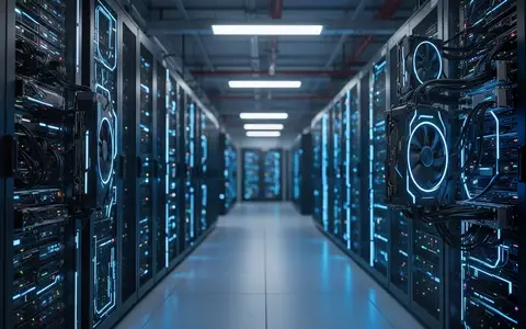 Moderne Rechenzentrum-Infrastruktur mit leuchtenden Server-Racks zur Unterstützung von KI-Berechnungen. - Foto: über boerse-global.de