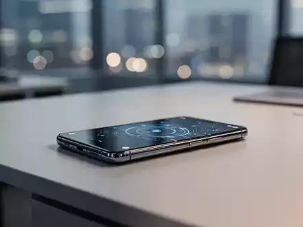 Ein High-End-Smartphone auf einem modernen Büroschreibtisch, Symbol für neueste Mobiltechnologie und Marktvorbereitungen. - Foto: über boerse-global.de
