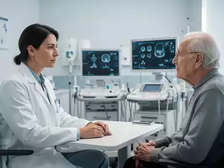 Ein Neurologe im Gespräch mit einem Patienten in einer modernen Praxis zur medizinischen Untersuchung. - Foto: über boerse-global.de