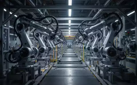 Leere Produktionsstraße in einer deutschen Automobilfabrik, die die aktuelle Industriekrise symbolisiert. - Foto: über boerse-global.de