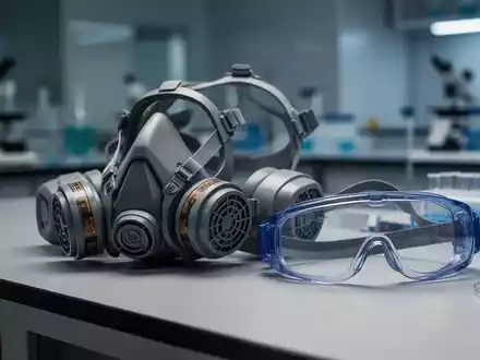 Moderne Schutzausrüstung und Atemschutzmasken auf einem Labortisch in einer industriellen Umgebung. - Foto: über boerse-global.de