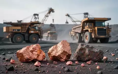 Industrielle Bergbauanlage mit Kupfererzproben im Vordergrund. - Foto: über boerse-global.de