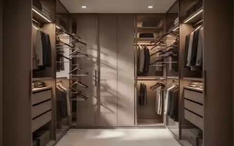 Ein ordentlich eingerichteter Kleiderschrank mit platzsparenden Aufbewahrungslösungen und hängender Kleidung. - Foto: über boerse-global.de