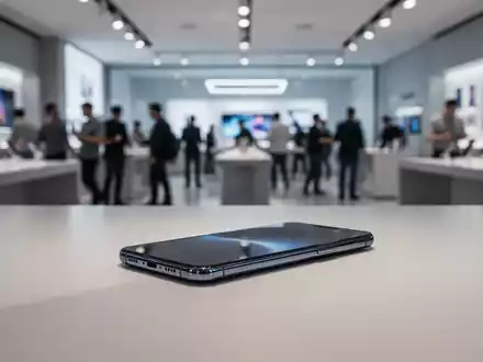 Ein modernes Smartphone auf einem eleganten, minimalistischen Büroschreibtisch in einem professionellen Einzelhandelsumfeld. - Foto: über boerse-global.de
