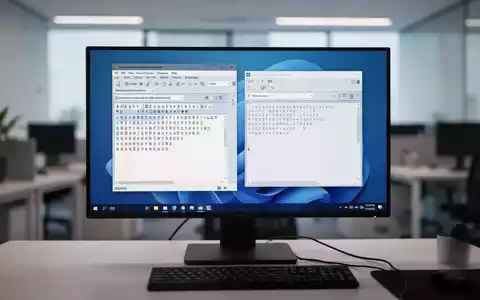 Ein moderner Computerbildschirm zeigt eine klassische Textverarbeitung aus den 1990ern auf Windows 11. - Foto: über boerse-global.de