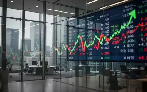 Moderne Büroarchitektur mit verschwommenen Aktienkurs-Anzeigetafeln, die institutionelle Investitionen symbolisieren. - Foto: über boerse-global.de