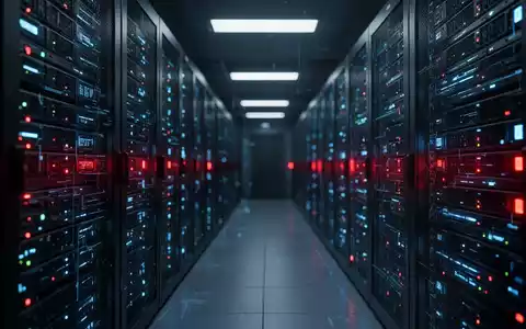 Dunkler Serverraum mit leuchtenden LED-Anzeigen als Symbol für einen Datendiebstahl und Sicherheitsvorfall. - Foto: über boerse-global.de