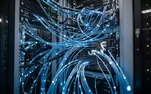 Moderne Serverräume mit leuchtenden Glasfaserkabeln als Symbol für die technologische Infrastruktur von KI-Systemen. - Foto: über boerse-global.de