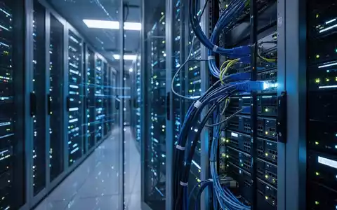 Beleuchtete Server-Racks in einem High-Tech-Rechenzentrum, die Cloud-Computing-Infrastruktur darstellen. - Foto: über boerse-global.de
