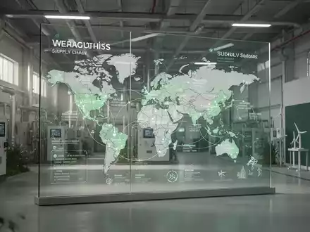 Moderne Industrieanlage mit digitaler Lieferketten-Visualisierung zur Darstellung von ESG-Nachhaltigkeitskriterien. - Foto: über boerse-global.de