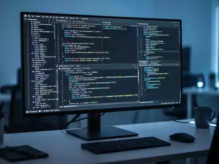 Nahaufnahme eines Computermonitors mit mehreren Terminal-Fenstern und Code. - Foto: über boerse-global.de