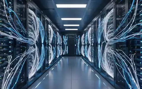 Leuchtende Glasfaser-Serverracks in einem modernen Rechenzentrum, die fortschrittliche KI-Modellentwicklung repräsentieren. - Foto: über boerse-global.de