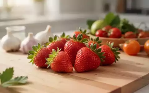 Frische Erdbeeren und Lebensmittel auf einer Arbeitsplatte als Symbol für nachhaltige Lebensmittelkonservierung. - Foto: über boerse-global.de