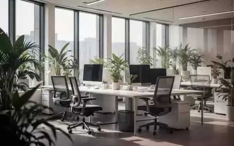 Ein heller, modern gestalteter Büroarbeitsplatz mit ergonomischen Möbeln und Pflanzen für eine entspannte Arbeitsatmosphäre. - Foto: über boerse-global.de