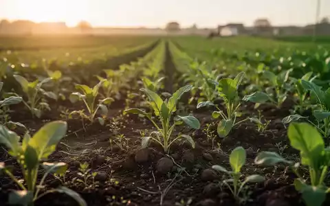 Ein sonnendurchflutetes Feld eines ökologisch bewirtschafteten Landwirtschaftsbetriebs bei Sonnenaufgang. - Foto: ĂŒber boerse-global.de
