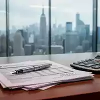 Ein Schreibtisch mit Taschenrechner und offiziellen Finanzdokumenten in einem modernen Büro. - Foto: über boerse-global.de